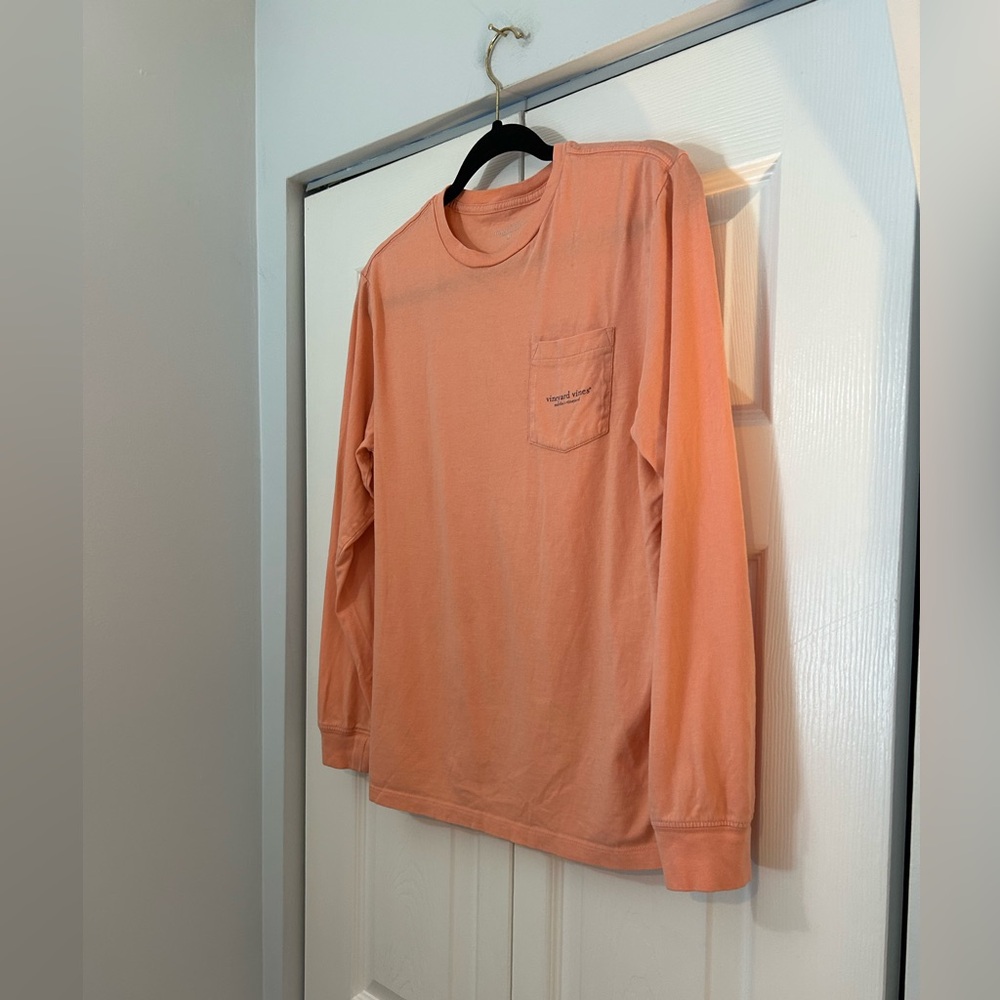 Vineyard Vines Boys XL 16 Long Sleeve Pocket Tee Peach Martha’s Vineyard Shirt